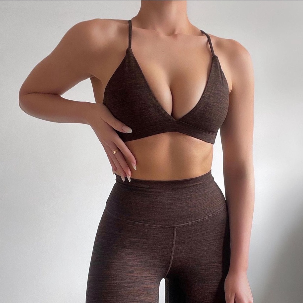 CSB Crop Shop Boutique Espresso Marl Set size S Kaia Crop, Noa Crop, 6” shorts